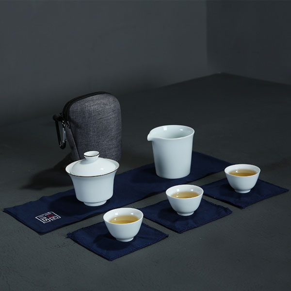 陶瓷盖碗旅行茶具套装便携式功夫茶具户外车载泡茶器一壶壶杯定制