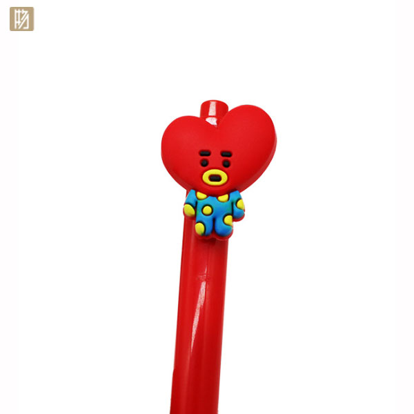 创意卡通黑色按钮笔 BT21防弹团中性笔 学生写字水笔批发定做