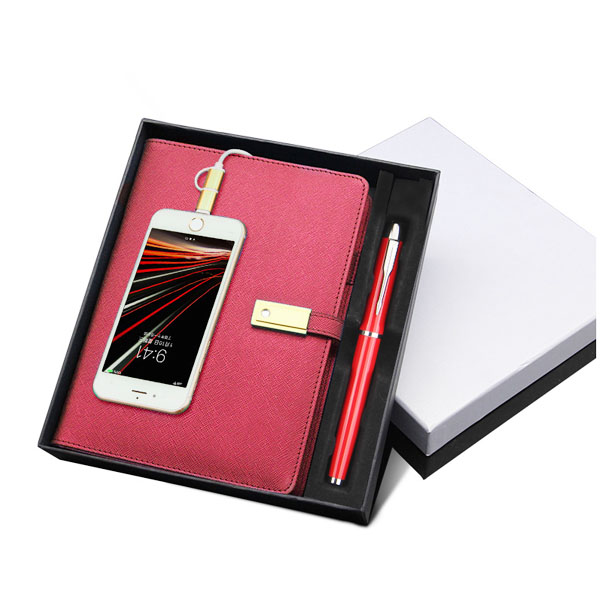 商務帶充電寶的筆記本多功能移動電源帶U盤筆記本年會禮品禮盒套裝活頁會議
