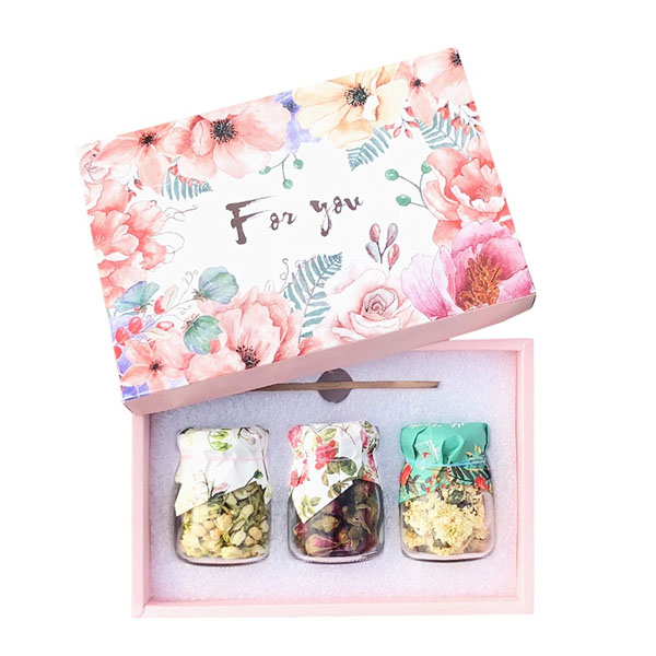 花茶組合禮盒玻璃瓶罐裝玫瑰花茉莉菊花婚禮伴手禮小禮品節日禮盒