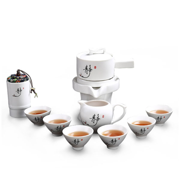 陶瓷石磨自动茶具套装懒人时来运转泡茶器活动礼品可定制logo