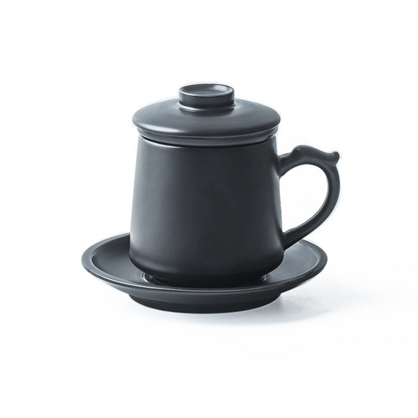 日式创意陶瓷马克杯带盖泡茶杯茶水分离办公杯花茶杯礼品定制logo