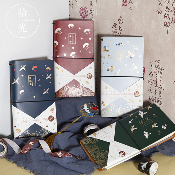 锦纹复古绑带旅行本记录本商务手账本学生随身日记笔记本记事本