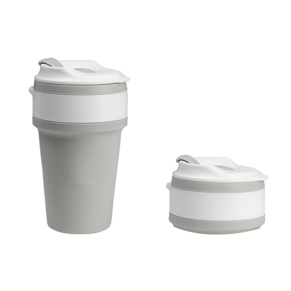 新款食品级硅胶折叠运动水壶水杯 便携旅游咖啡杯硅胶杯定制logo