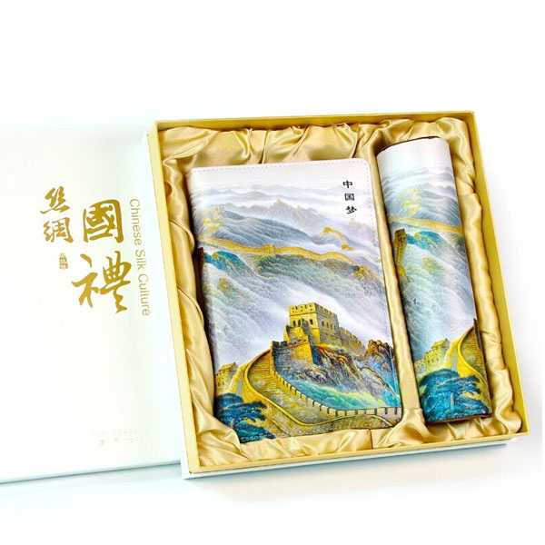 中国风商务礼品丝绸笔记本鼠标垫套装中国特色礼品送老外 可定制