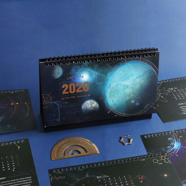 2020年烫金星球台历 给时间旅行者系列 创意日历桌面摆件