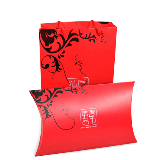 丝巾礼品盒手提袋 大红色喜庆手提式丝巾包装盒 丝绸围巾包装纸盒
