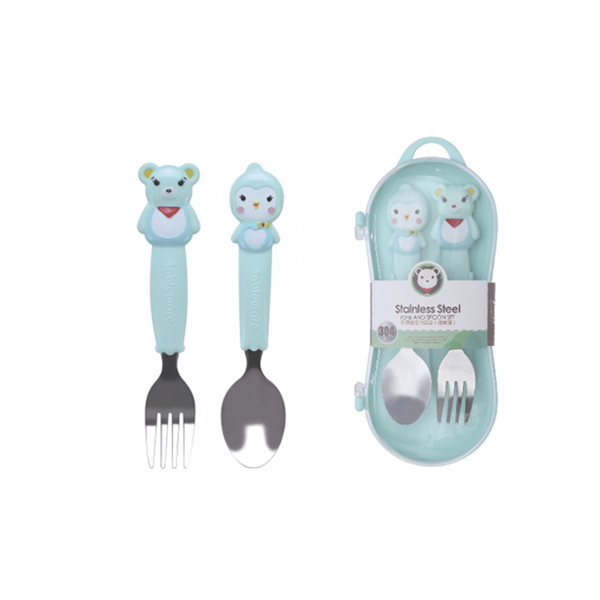 卡通儿童餐具304不锈钢叉勺便携式防滑宝宝辅食训练勺叉喂养餐具
