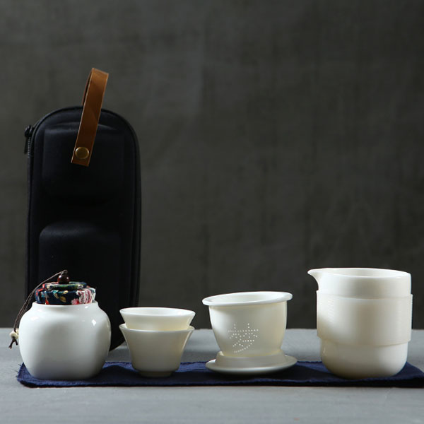 旅行茶具套装 户外便携一壶二杯陶瓷功夫茶具套装定制logo