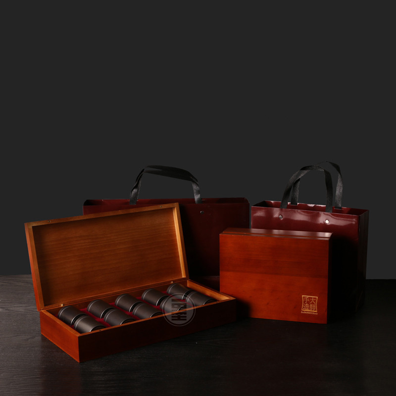 茶叶包装礼盒 通用包装定制 复古小罐茶包装盒 10罐装木盒 木质礼品盒