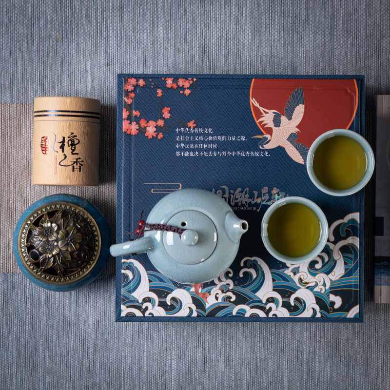 国潮礼盒陶瓷茶具 中国风礼品套装 复古文创中秋节活动礼品定制