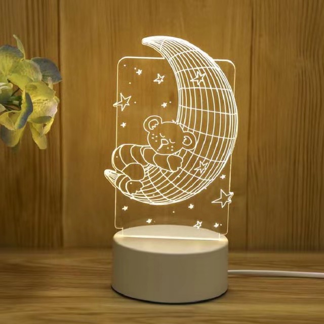 定制3d小夜燈 三色開關智能家居燈 創意小夜燈禮品 節日暢銷產品