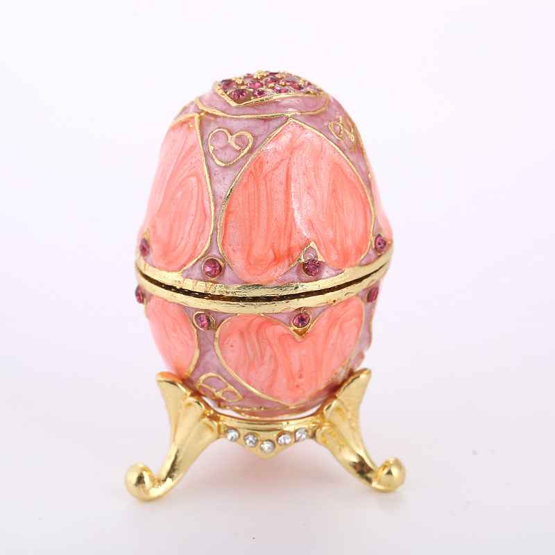 创意鸡蛋款首饰盒 家居礼品金属工艺品 镶钻珐琅彩鸡蛋摆件定制