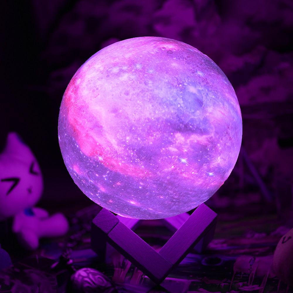 3D创意星空灯 彩绘球月球礼物灯 情人节月亮小夜灯台灯定制