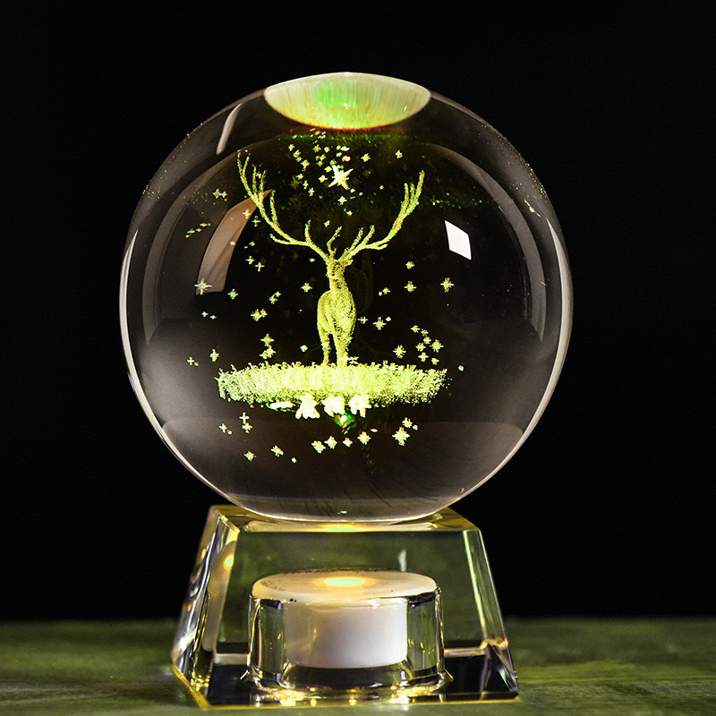 创意生日礼物水晶球 可爱礼品蒲公英摆件 麋鹿教师节家居装饰礼品
