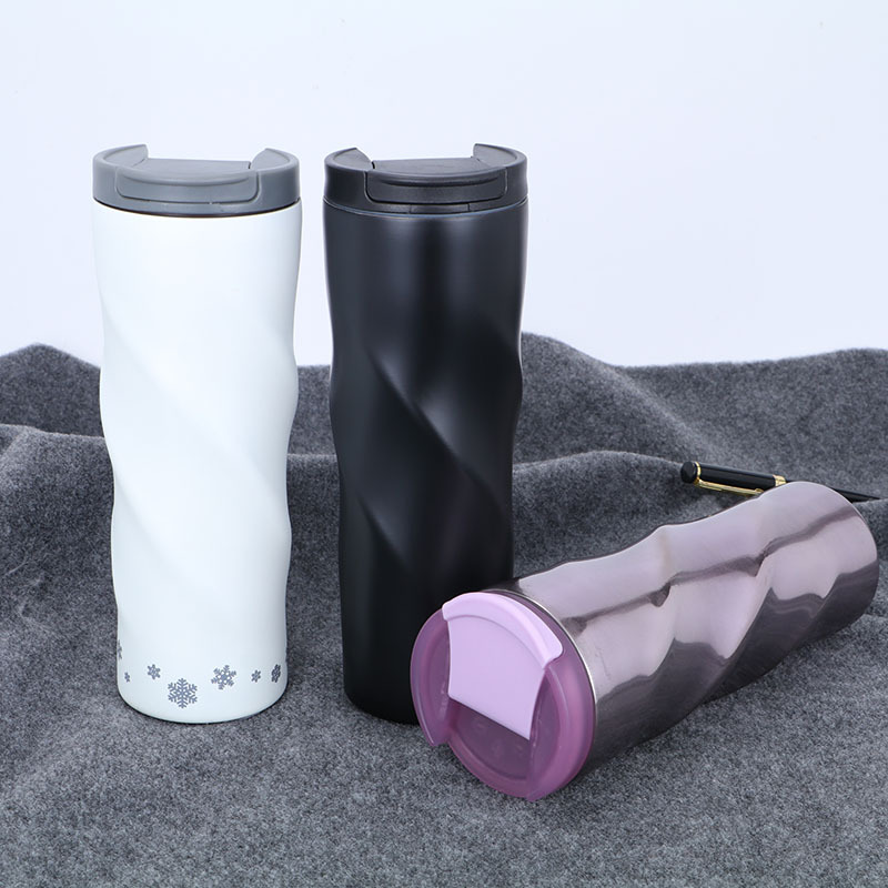 双层螺旋咖啡杯 不锈钢真空保温杯 渐变随行礼品杯定制logo