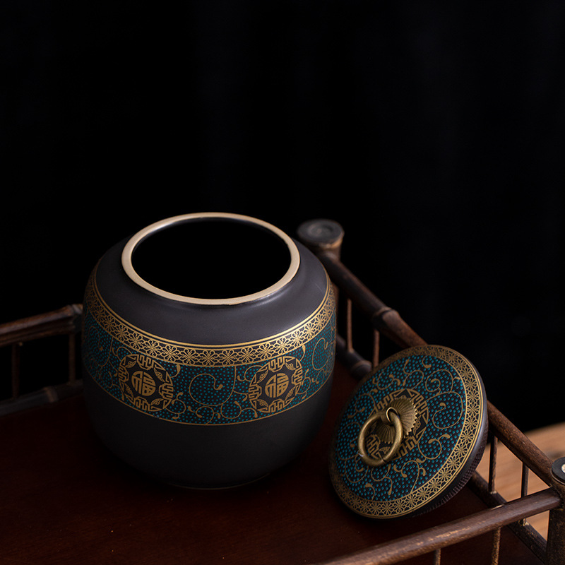 创意陶瓷茶叶罐 便携式家用密封罐陶瓷储茶罐 茶罐大号礼品定制logo