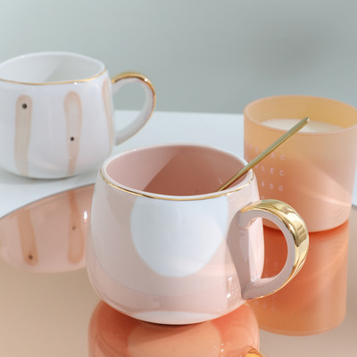  创意家用陶瓷马克杯 轻奢北欧咖啡杯日式简约水杯牛奶杯