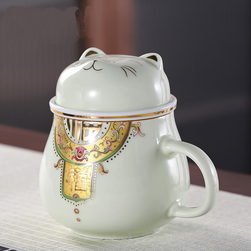 创意陶瓷茶水分离泡茶杯办公马克杯家用水杯