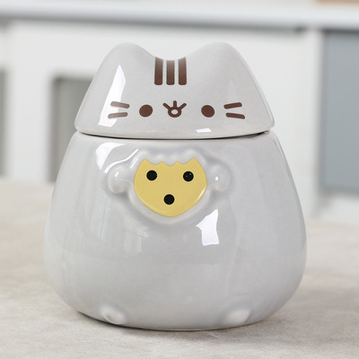  猫耳水杯陶瓷猫咪马克杯带盖创意情侣水杯过滤陶瓷茶杯办公杯