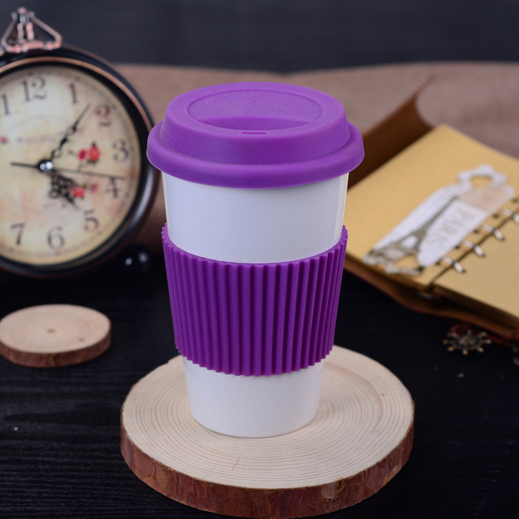 创意骨瓷咖啡杯 陶瓷保温杯定制logo 双层硅胶杯礼品