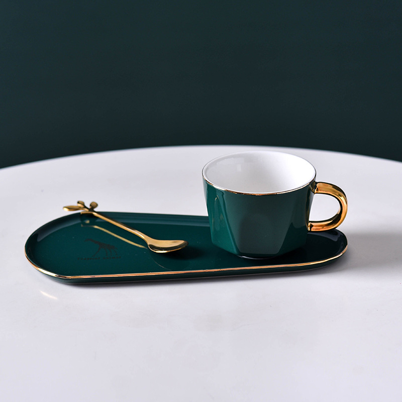 欧式咖啡杯碟套装 创意马克杯带勺家用花茶陶瓷杯礼品定制logo