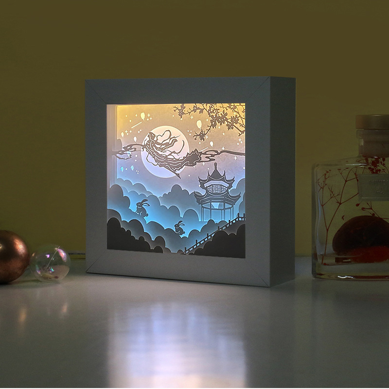 创意中秋节日礼品 3D光影纸雕灯礼物 USB床头小夜灯装饰小台灯定制