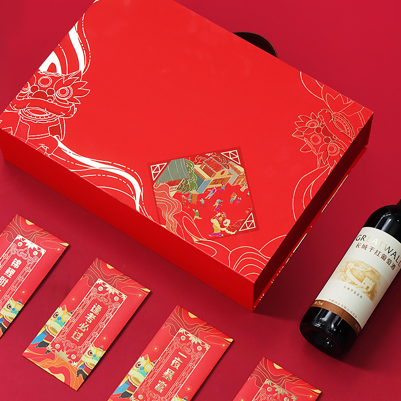 定制虎年新年禮盒 煙酒禮品包裝盒 大紅袍茶葉春節(jié)禮盒