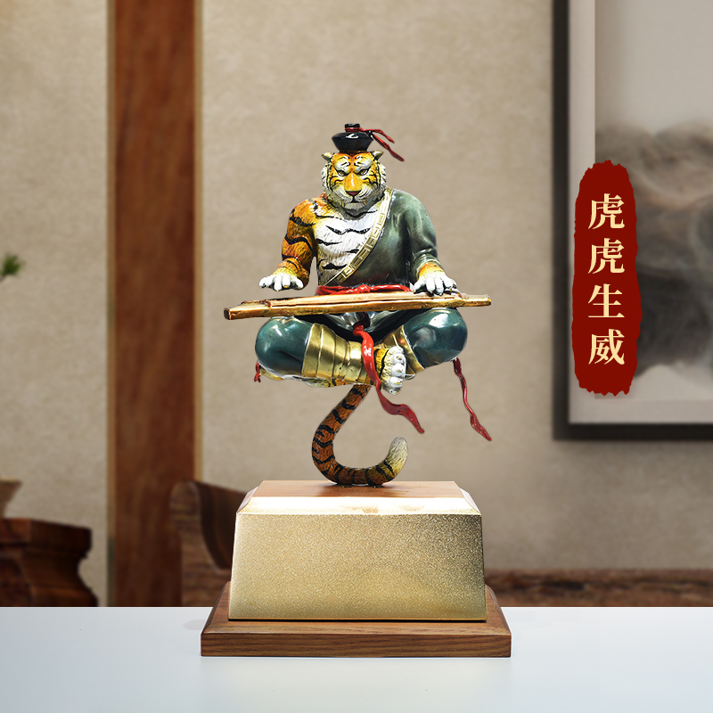 全铜十二生肖纯铜老虎摆件12生肖创意虎年送礼客厅家居装饰工艺品 