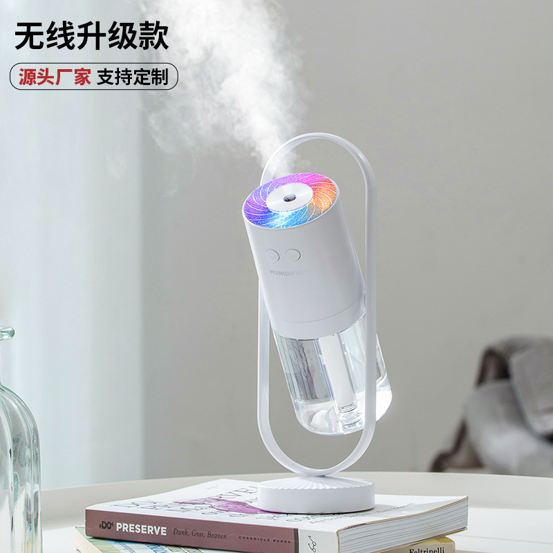 魔影加濕器無線款360旋轉補水霧化usb充電投影燈車載迷你便攜跨境