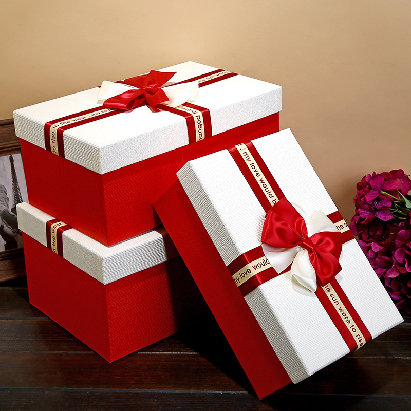 大號紅色禮品盒 保溫杯長方形禮物盒 襯衫包裝盒 紅酒鞋子服裝禮盒定制