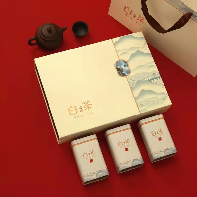 新款白茶通用翻盖礼品盒 中秋端午节日茶礼包装盒 250克珍珠棉茶叶盒子