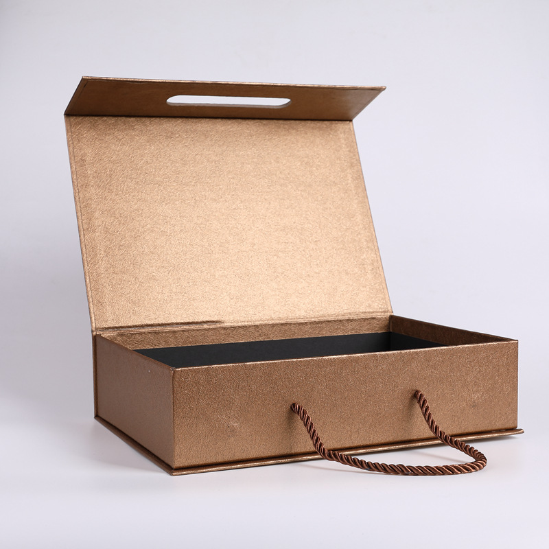 牛皮纸翻盖包装盒定制 手提书型纸盒礼品盒 硬盒特种纸烫金logo包装