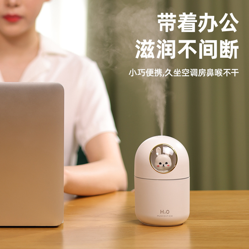 新款創(chuàng)意萌寵加濕器 usb小型迷你氛圍燈桌面噴霧補(bǔ)水儀家用加濕器