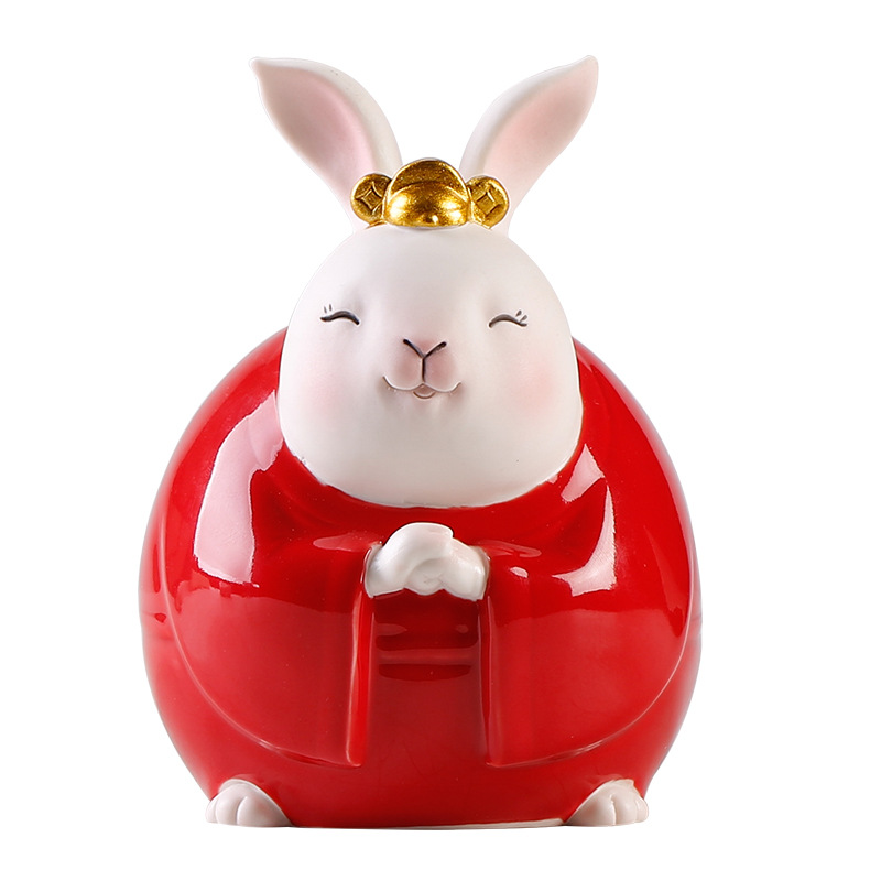 兔年吉祥物创意生肖兔招财家居客厅玄关办公室桌面装饰品兔年送礼