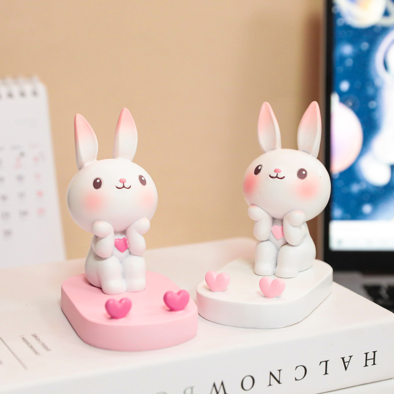 韩国可爱ins少女心卡通兔子摆件创意手机架女生生日礼物卧室装饰