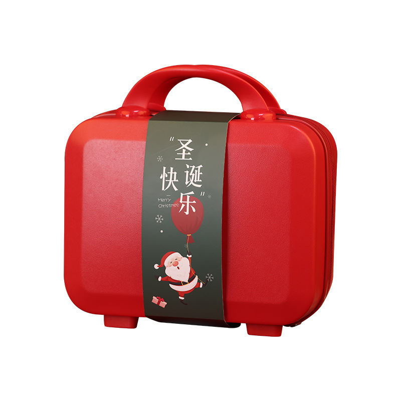 新款圣誕節手提禮盒保溫杯暖手寶禮品包裝盒紅色皮箱新年禮盒