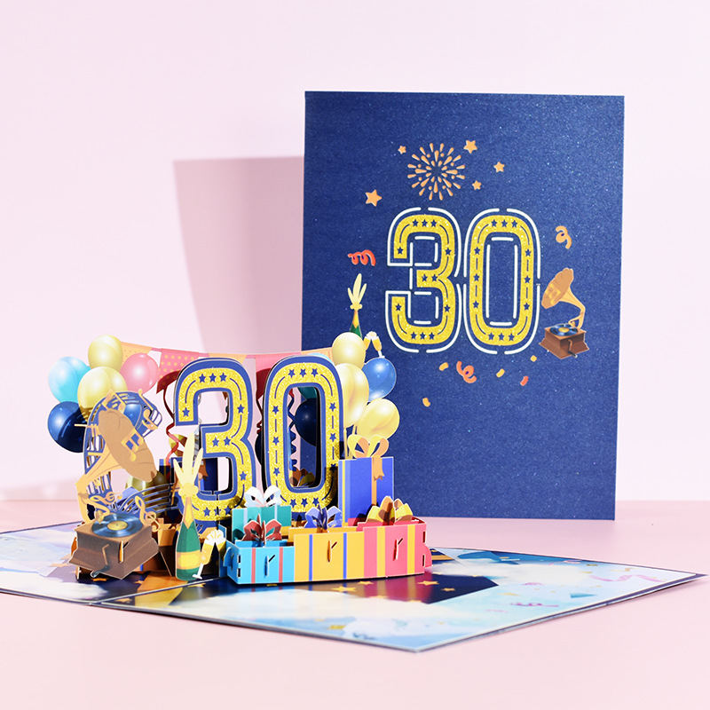 創意生日結婚紀念日入職周年賀卡3D立體手工紙雕