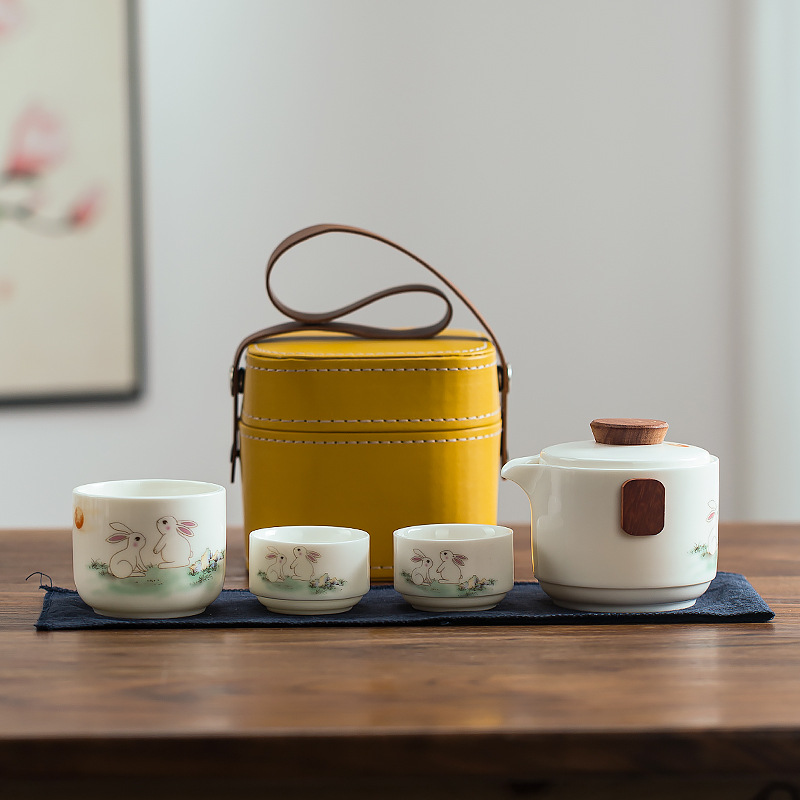 旅行功夫茶具套裝戶外便攜式快客杯一壺三杯商務活動禮品套裝