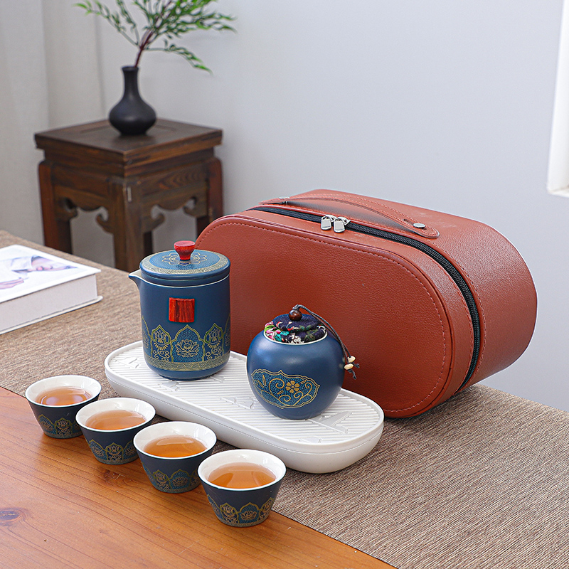 黑陶快客杯便携旅行茶具套装一壶三杯整套功夫茶具新中式商务礼品定制