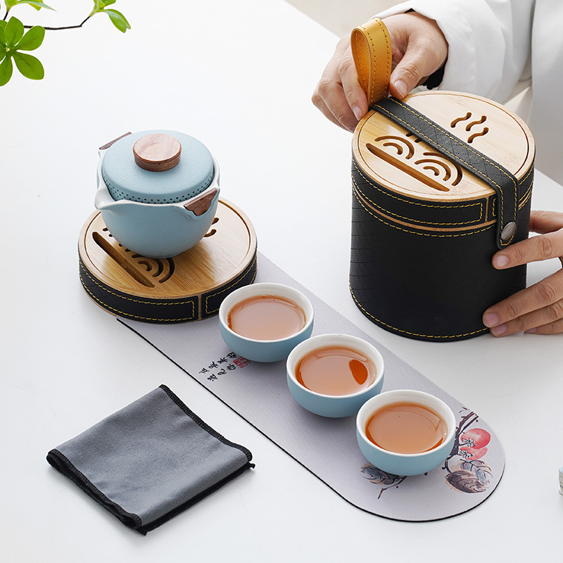 便携式一壶三杯旅行茶具一人简易户外懒人泡茶神器快客茶杯小套装