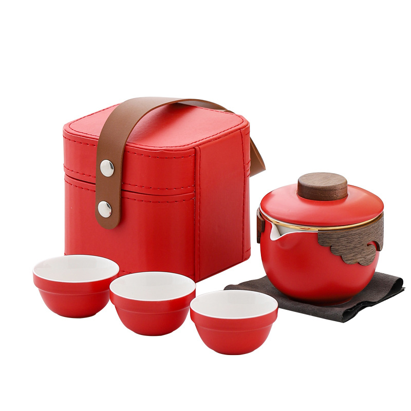 龙年红色便携茶具礼品套装年会纪念品礼盒