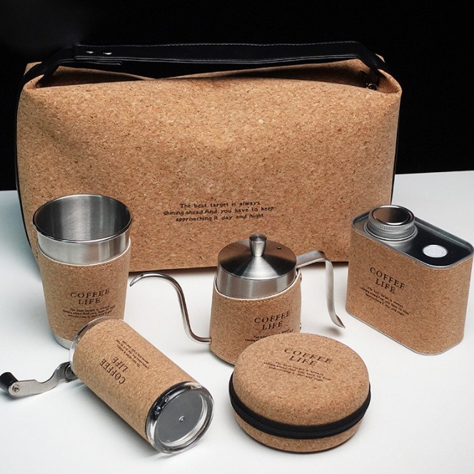 节庆送礼手冲咖啡套装软木包便携户外咖啡用具套装手冲咖啡全套装