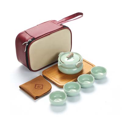 陶瓷茶具套装办公功夫茶具礼品套装 户外车载便携式一壶四杯旅行茶具