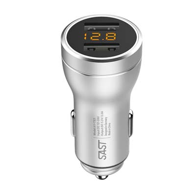 先科 車載充電器 車充點(diǎn)煙器 3.6A雙USB一拖二 快充 電壓檢測LED數(shù)顯l